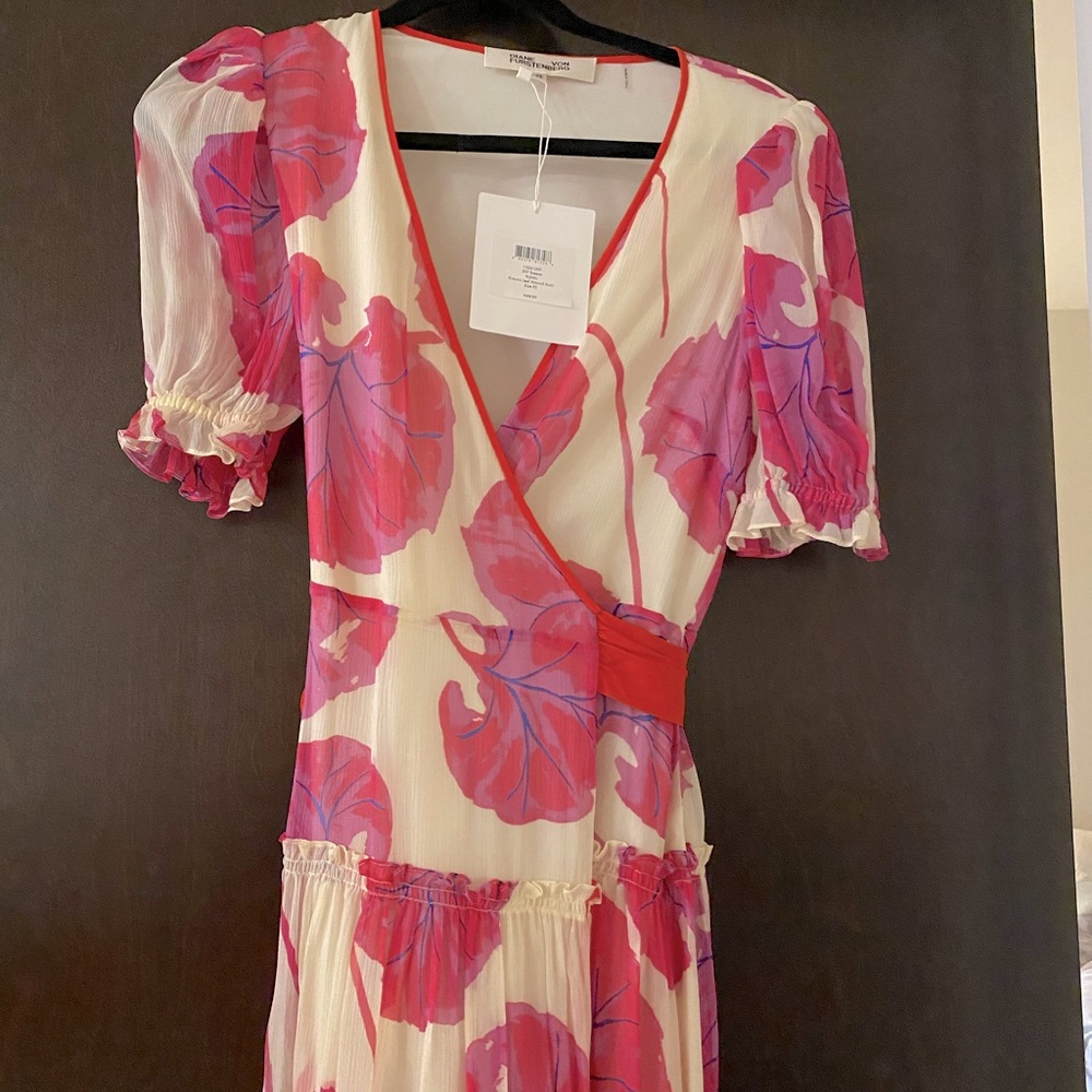 DVF Silk-Chiffon Maxi Wrap Dress in kimono leaf